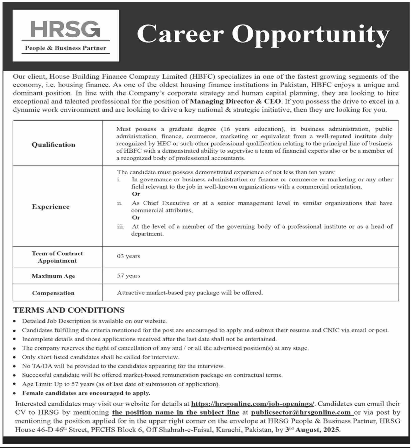 Jobs in House Building Finance Company Limited Karachi